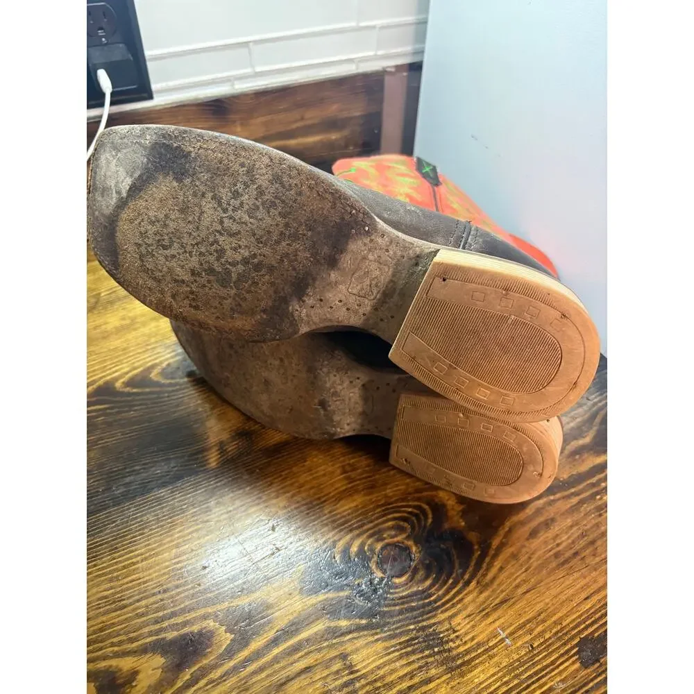 Mens Orange And‎ Brown Cowboy Boots Size 11.5